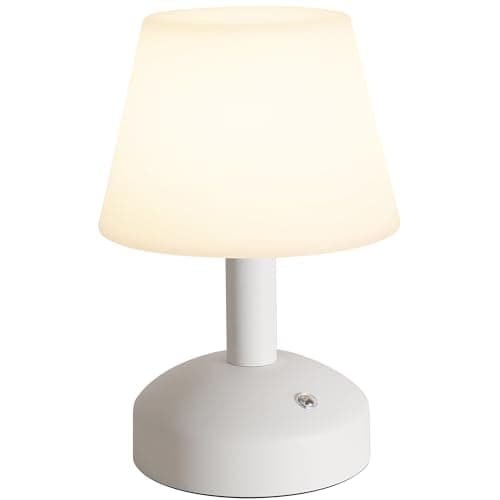 Image of NEWSEE LED Cordless Small Table Lamp, Outdoor Portable Waterproof Touch Bedside Lamp, Dimmable, 5000mAh Rechargeable Battery Operated Light for Bathroom, Bedroom, Restaurant, Garden, Bar (White)