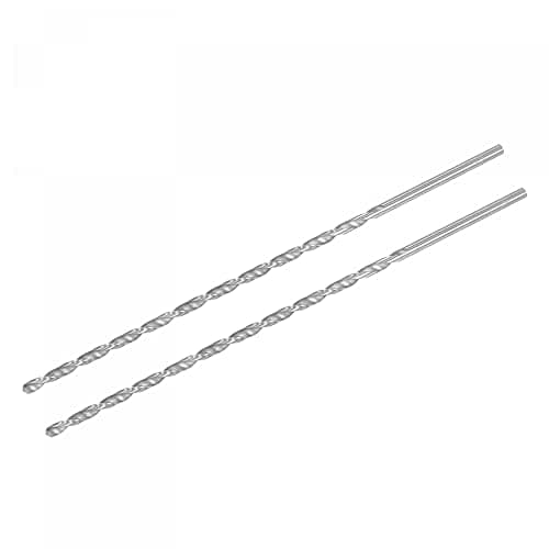 Image of sourcing map HSS(High Speed Steel) Extra Long Twist Drill Bits, 4.5mm Drill Diameter 300mm Length for Hardened Metal Woodwork Plastic Aluminum Alloy 2 Pcs