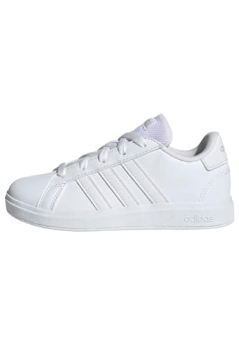 Image of adidas Unisex Kids Grand Court Lifestyle Tennis Lace-Up Shoes, Cloud White/Cloud White/Grey One, 10 UK Child