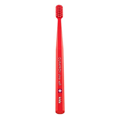 Image of Curaprox CS Kids Toothbrush– for Children Aged 4–12 | Ultra-Soft Gentle Cleaning | 5,500 Curen® filaments | Red | Single Pack | Made in Switzerland
