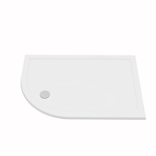Image of Left Handed Offset 1000 x 800mm Shower Tray Pearlstone for Shower Enclosure Cubicle with Waste Trap