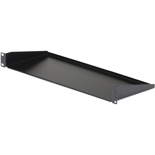 Image of StarTech.com 1U Server Rack Shelf - Universal Rack Mount Cantilever Shelf for 19" Network Equipment Rack & Cabinet - Heavy Duty Steel – Weight Capacity 33lb/15kg - 7" Deep Tray, Black (CABSHELF1U)