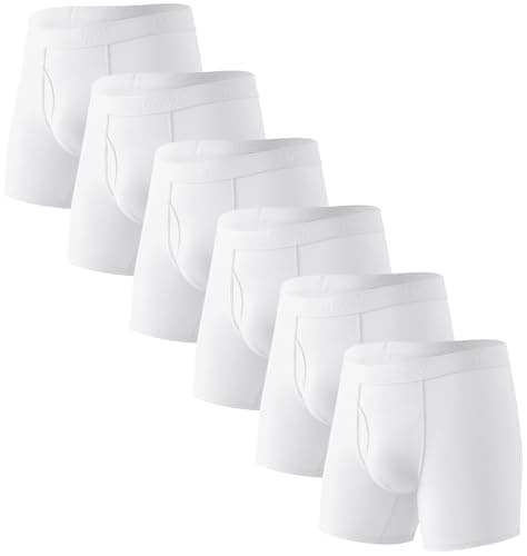 Image of HAVVIS Mens Boxers Super Soft Bamboo Boxer Shorts Long Leg Anti Chafing Underwear with Fly Boxer Briefs Multipack (UK, Alpha, XL, Regular, Regular, C03-6 Pack - White)
