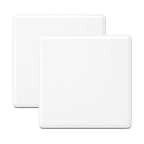Image of 2 Pack Single Blanking Socket Plate, White 1 Gang Square Blank Faceplate Cover for Electrical Outlets & Switches, Screwless Flat Wall Plate for Pattress Boxes, Unused Exposed Sockets, 86mm x 86mm