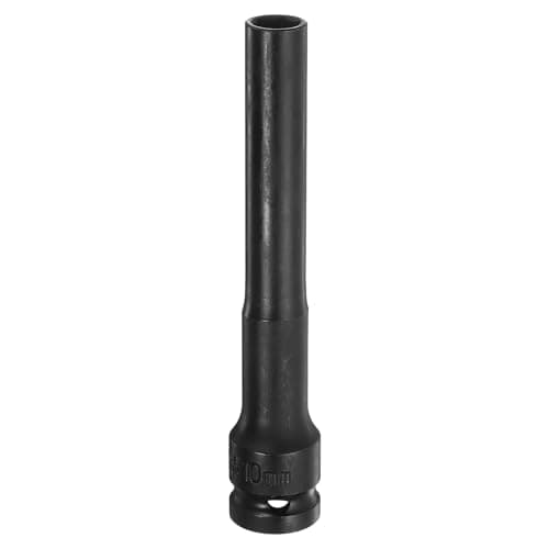 Image of Sourcing Map Deep Thin Wall 1/2" Impact Socket 10mm - 5" Extra Long Phosphated CR-V Steel Industrial Grade Metric 6 Point for Spindle Axle Nut, Black