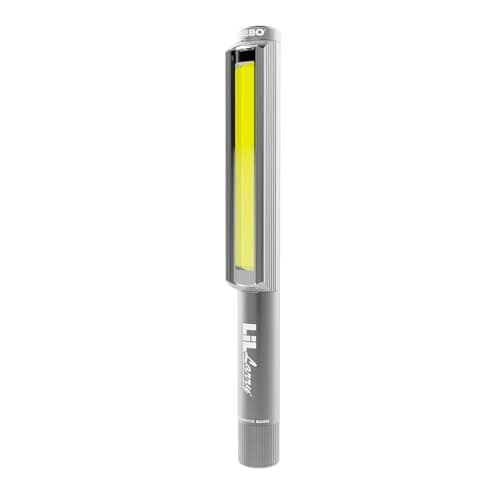 Image of NEBO Lil Larry - 250 Lumen Torch with COB Work Light - Pocket Clip Magnetic Base for Hands-Free Lighting - Portable COB LED Flashlight - Hazard Light-Red (Steel Grey)