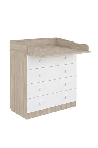 Image of Shefa Kids 800 Changing Table Elm White Practical Changing Table with 4 Drawers