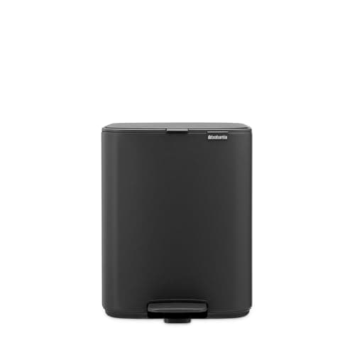 Image of Brabantia Bo Pedal Bin 12L (Mineral Infinite Grey), Soft Closing Waste Bin with Light Pedal Operation, Easy to Clean Removable Plastic Inner Bucket with Free PerfectFit Rubbish Bags Included