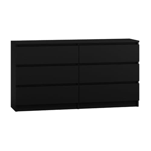 Image of WHATSIZE ENTERPRISE Large Chest of Drawers for Bedroom, 6 Drawer Black Dresser with Metal Runners, Bedroom Furniture Storage Cabinet for Clothes, Contemporary Design, Easy Assembly