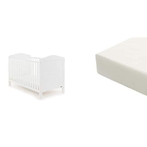 Image of Obaby Whitby Cot Bed and Foam Mattress - White