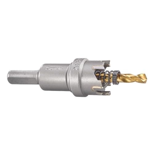 Image of Starrett Tungsten Carbide Tipped Hole Saw - SM23 Sheet Metal Cutter With Arbor & Pilot Drill Bit - For Drilling Stainless Steel Aluminum Alloy - 23 mm