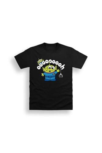 Image of Disney Pixar Toy Story Aliens Unisex T-Shirt - Black Crew Neck Short Sleeve Graphic Tee with Oooooooh Print, Easy Everyday Character Top for Kids, Casual Layer for School and Weekends