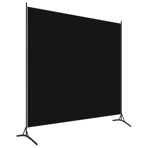 Image of vidaXL 1-Panel Room Divider, 175x180 cm, Polyester Fabric & Iron Frame, Black, Foldable Privacy Screen, Movable Partition Wall, Bedroom & Office Separator, Home Décor