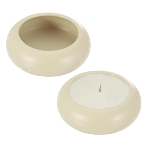 Image of sourcing map Pebble Tealight Candle Jars, 2 Pack Handcrafted Ceramic Tea Light Holder for Home Decor, Garden, Table Centerpiece, Wedding, Desk Shelf Decor, Beige