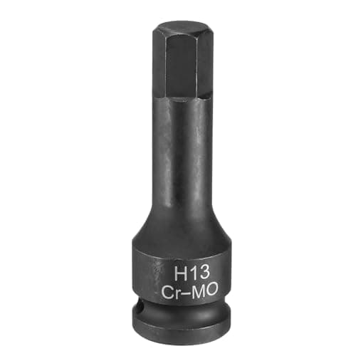 Image of Sourcing Map H13 13mm Hex Impact Bit Socket, 1/2" Impact Drive, Chrome Molybdenum Steel, Black Phosphate Finish, Auto Mechanics Tool