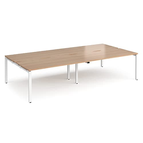 Image of Mr Office Adapt double back to back desks 1600mm deep – white frame, Beech, 3200