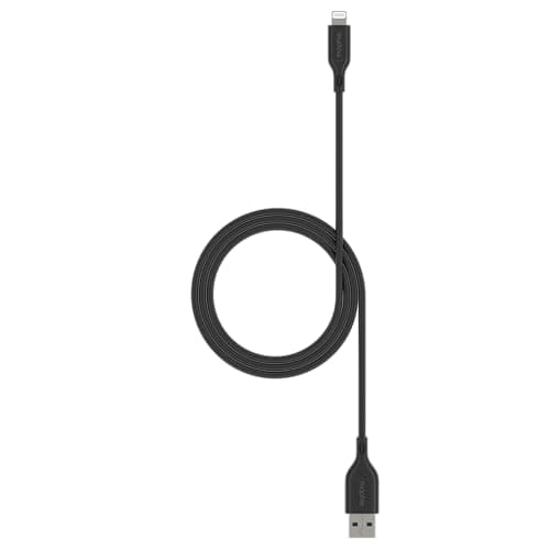 Image of ZAGG mophie Essentials USB-A to Lightning Fast Charger and Data Transfer Cable, Enduraflex Silicone, Long-Lasting, Heavy-Duty, 12W, 1m, Black
