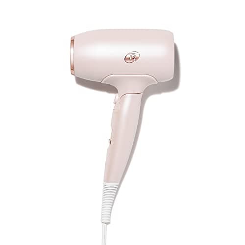Image of T3 Afar Lightweight Travel-Size Hair Dryer with Auto Dual Voltage, Folding Handle and Storage Bag, Fast Drying, Lightweight and Ergonomic, Frizz Smoothing, Multiple Heat and Speed Combinations