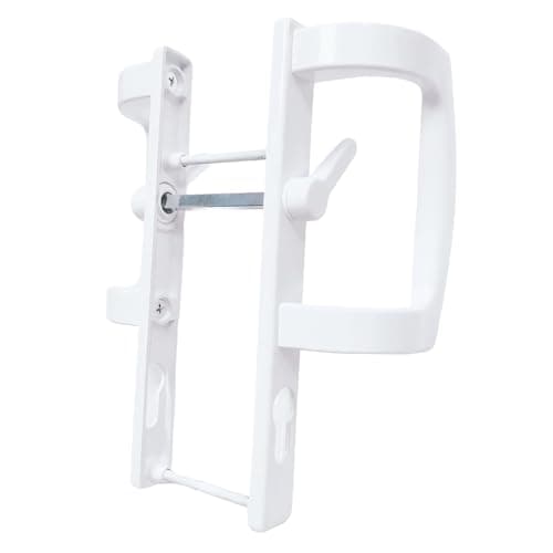 Image of Trusky uPVC Sliding Patio Door Handle - 92mm 92PZ - White P Door Handle - Inline Lever Pair Set - 92PZ XL White Sliding Patio Door Handles with Inline Locking Lever Powder Coated Durable Finish