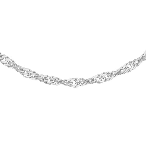 Image of CARISSIMA Women's 9 ct White Gold 1.2 mm Diamond Cut Twist Curb Chain Necklace of Length 61 cm/24 Inch