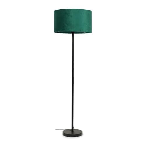 Image of ValueLights | Modern Standard Floor Lamp in a Black Metal Finish with a Forest Green Velvet Drum Shade | Floor Lamps, Home Décor & Improvement Essential