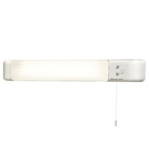 Image of EVOGES 8W LED Shaver Light with Dual Voltage Socket, Pull Cord Switch & Diffuser, Bathroom Sink Mirror