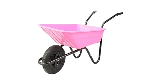 Image of Barrow in a Box Shire 90L Pink Wheelbarrow, The Walsall Wheelbarrow Company, Lightweight Polypropylene Wheelbarrow with Pneumatic Tyre