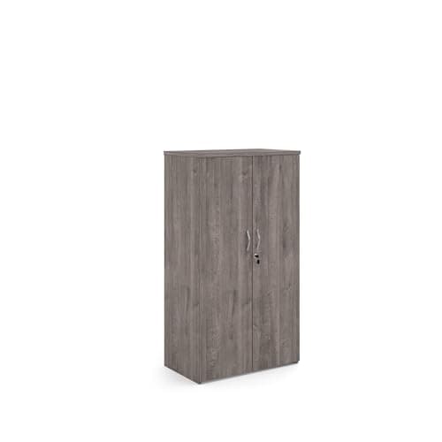 Image of Mr Office Universal double door cupboard 1440mm high with 3 shelves, Grey oak