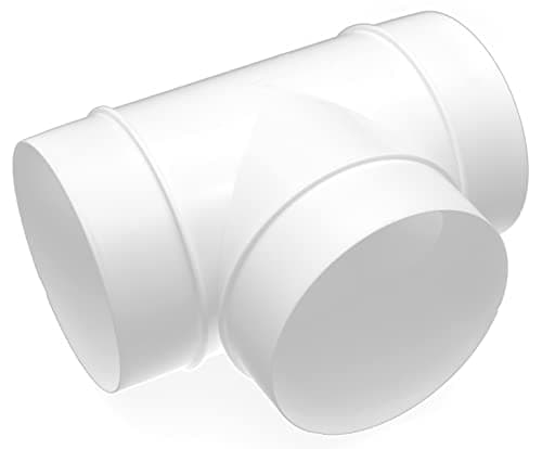 Image of H&C VENT Ventilation T Piece Duct Connector │ Round Ducting Adaptor │ Plastic Air Vent │ Flexible or Solid PVC Duct Pipe │ T Shape Joint Hose Connector │ Tumble Dryer Extractor fan Conditioner Air Con