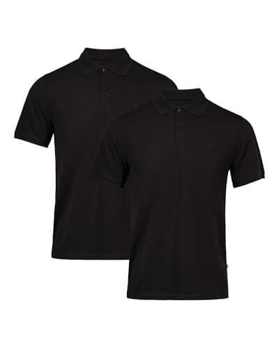 Image of DANISH ENDURANCE Polo Shirts for Men Adult, Organic Cotton Polo Shirt, Short Sleeve, 1 or 2 Pack, Black 2-Pack, L