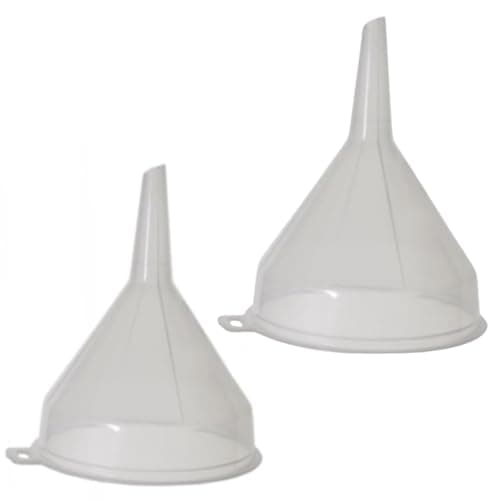 Image of SOTL® X2 14cm Clear Plastic Funnel For Bottle Filling Essential Oils Arts & Crafts Supplies Science Laboratory Chemicals Vehicle Maintenance Catering Restaurant Liquid Transfer Fluid