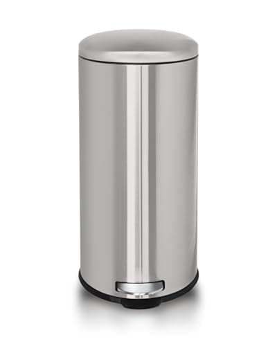 Image of JM ·YIPENG Kitchen Bin,30L Round Bins with Removable Inner Bucket,30 Liter Pedal Bin with Soft Close Lid,Kitchen Rubbish Bins for Kitchen,Office,Brushed Stainless Steel