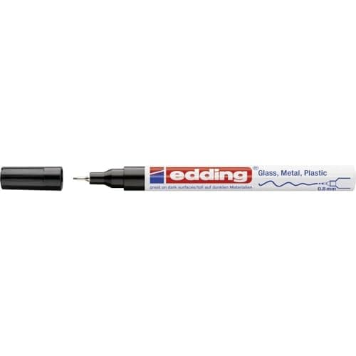Image of edding 780 gloss paint marker - black - 1 paint marker - extra-fine round nib 0.8 mm - paint pen for glass, pebbles, wood, plastic, paper - waterproof, high coverage