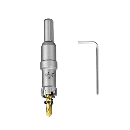 Image of SALI TCT Carbide Hole Saw for Hard Metal, 16mm,5/8" Tungsten Carbide Tipped Hole Cutter Set with Titanium-Plated Pilot Drill bit for Metal, Stainless Steel, Iron, Wood, Aluminium, Plastics