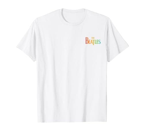 Image of The Beatles - Rainbow Song Titles Collage T-Shirt, Men, White, XX-Large