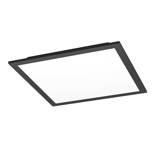 Image of Eglo Connect.z Smart Home LED Panel Moradillo-Z, 30x30 cm, ZigBee Ceiling Light Fixture, Matte, app & Voice Control Alexa, Warm to Cold White, RGB, dimmable, Black Flush Mount lamp