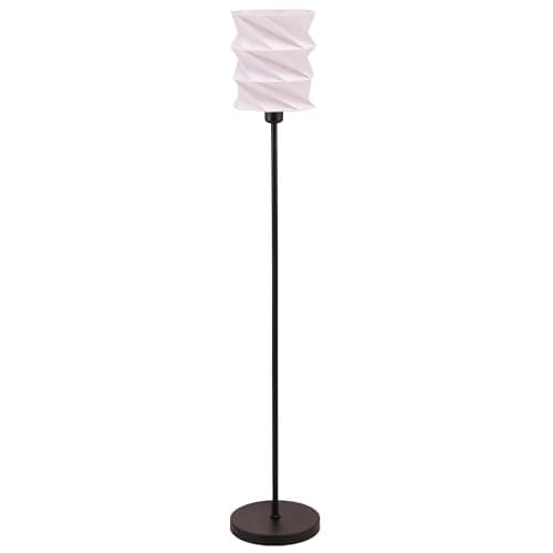 Image of Happy Homewares Modern Unique Matte Black Floor Lamp with Foldable White Geometric Shade | 120cm Height | Inline Foot Switch Button | 1 x 11w