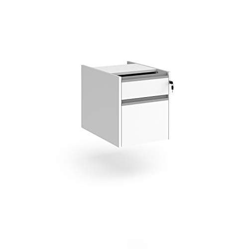 Image of Contract 25 2 drawer fixed pedestal with silver finger pull handles, White