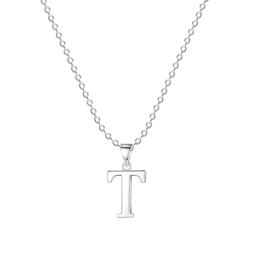 Image of XWN 925 Sterling Silver Initial T Necklace – A dainty silver letter pendant necklace, perfect for daily wear, and an ideal jewelry gift for women.