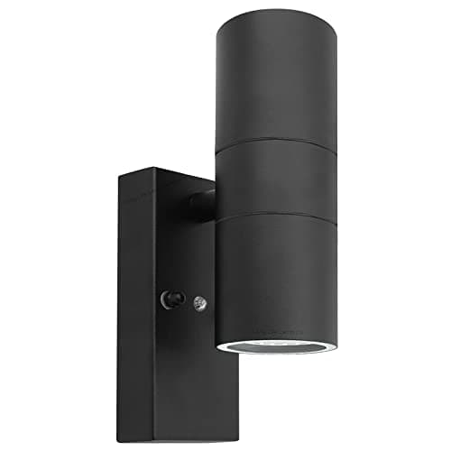Image of Long Life Lamp Company Outdoor Wall Light Dusk Till Dawn Sensor Black Finish Stainless Steel Up and Down Shining IP65 ZLC090-B