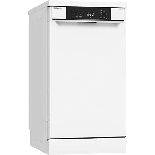Image of SHARP QW-NS1CF49EW-EN, 45 cm Freestanding, Dishwasher, 10 Place Settings, 2 Racks, Half Load Options, Active Drying, White Colour