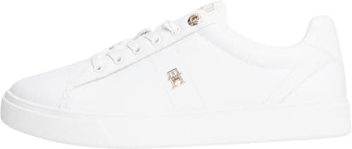 Image of Tommy Hilfiger Women's Leather Court Trainers, White (White), 4