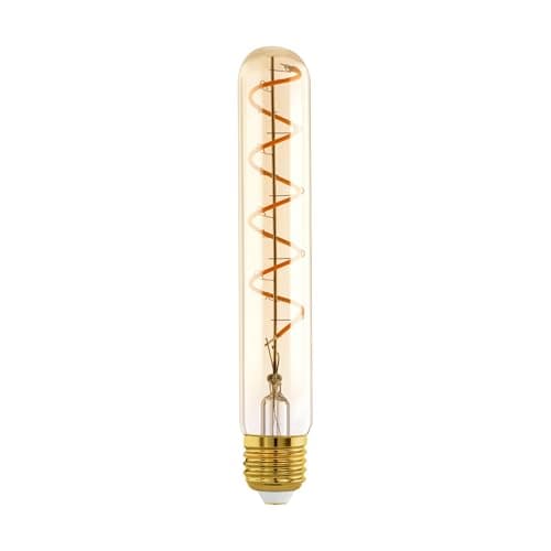 Image of Eglo Dimmable E27 LED Tube, Amber Vintage Spiral Filament Light Bulb, Edison lamp for Retro Lighting, 4 watt, 180 Lumen, Warm White Glow, 1600 Kelvin, T30, Ø 1.2"