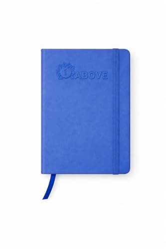 Image of 1ABOVE A6 Soft Feel Notebook with Lined Pages | Hardback Journal | Elastic Closure and Ribbon |Paper Pocket | 80gsm | 160 Pages (80 Sheets) -BLUE