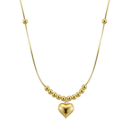 Image of Love Heart Pendant Necklace for Women 14K Gold Chain White Chunky Jewelry Mom Christmas Birthday Gifts