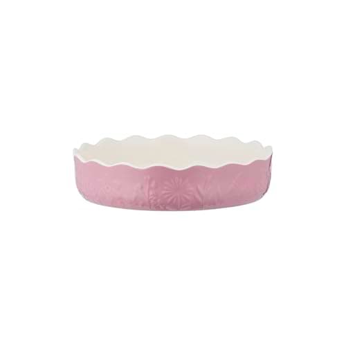 Image of Mason Cash in The Meadow Pink Pie Dish 23cm | 900 ml Floral Embossed Stoneware Oven-to-Table Dish for Fruit & Savoury Pies