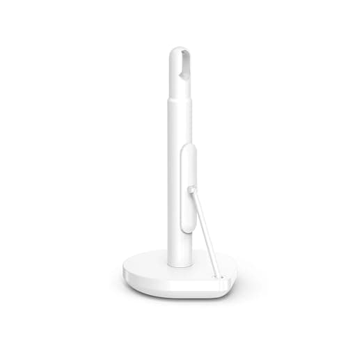 Image of simplehuman Tension Arm Kitchen Roll Holder, Free Standing, Easy One Sheet Tear, Weighted Base (Fits Kitchen Rolls Measuring 23-28cm), White Steel, KT1205