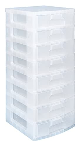 Image of Really Useful Plastic Storage Box Storage Tower 8x9.5 Litre Clear Frame with Drawers
