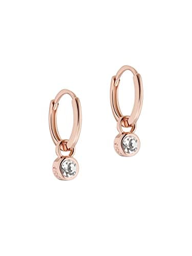 Image of Ted Baker Sinalaa Crystal Huggie Hoop Earrings For Women (Rose Gold/Crystal)