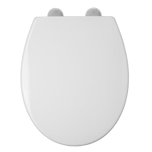 Image of Croydex Corvo Stick 'n' Lock Soft Close Toilet Seat - Adjustable Hinges with a Quick-Release Button for Easy Cleaning and Antibacterial Treated Surface with Top and Bottom Fixings